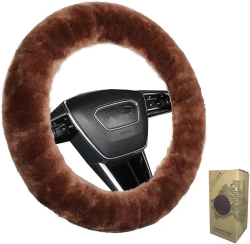 Miniatura 17 de OGLAND - Funda para volante de automóvil de lana de oveja esponjosa suave y esponjosa para vehículo automotriz universal, para mujer y hombre, 14