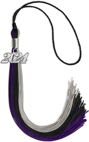 Miniatura 17 de Endea Graduation Borla de triple color con gota de fecha plateada (negro/dorado/granate, 2020)