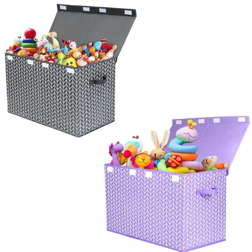 Mayniu Caja de juguetes grande con tapa, organizadores de juguetes, cajas de almacenamiento con asas resistentes para niños, niñas, guardería, sala