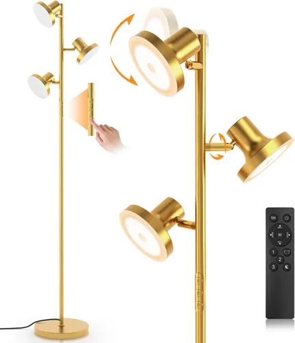 Miniatura 12 de SIBRILLE Lámpara de pie LED de árbol de 36W, lámpara de pie ajustable moderna con control remoto y táctil, 4 temperaturas de color, 3 lámparas