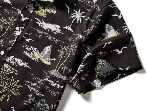 Miniatura 5 de EUOW - Camisa hawaiana estampada de manga corta para hombre, con botones, de verano, para playa