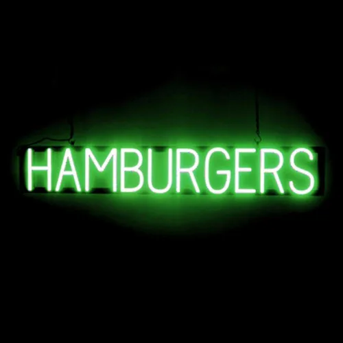 Miniatura 41 de SpellBrite HAMBURGERS Letrero para restaurantes Letreros relacionados con el comedor con aspecto de neón, luz LED roja 40.0 x 6.3 pulgadas Rojo