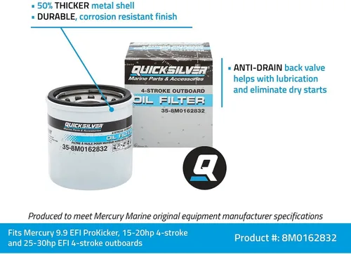 Miniatura 5 de Quicksilver 8M0162832 Filtro de aceite para fuerabordas Mercury seleccionados de 9.9-30hp