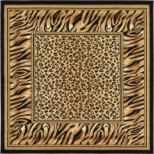 Miniatura 10 de Unique Loom Wildlife Collection - Alfombra con diseño de borde con temática de animales inspirada en el mundo salvaje, con diseño de guepardo