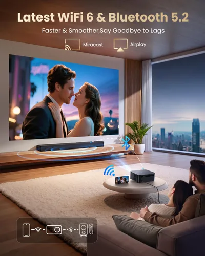 Miniatura 6 de 【1200 ANSI/Google TV/Compatible con 4K】Proyector inteligente con WiFi y Bluetooth, proyectores de películas para exteriores y hogar con control