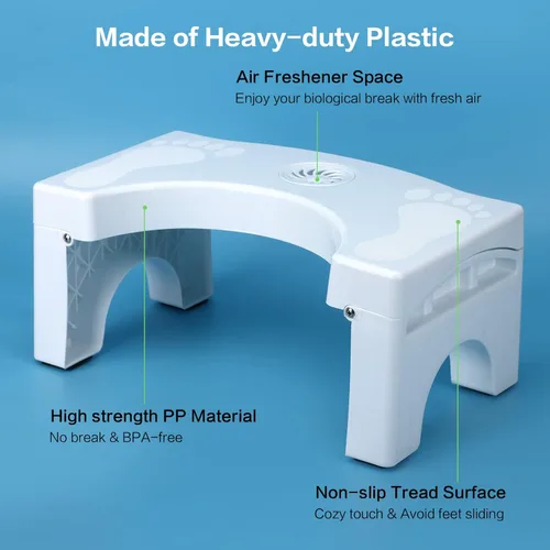 Miniatura 3 de Taburete plegable para inodoro para adultos, taburete portátil resistente de 7 pulgadas con espacio ambientador, taburete de asistencia de inodoro