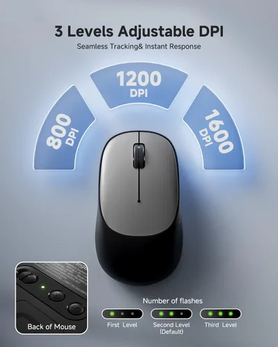 Miniatura 2 de wegear Ratón inalámbrico Bluetooth para laptop, PC, MacBook, Chromebook, seguimiento óptico de 1600 DPI, mouse de diente azul, ratón compacto