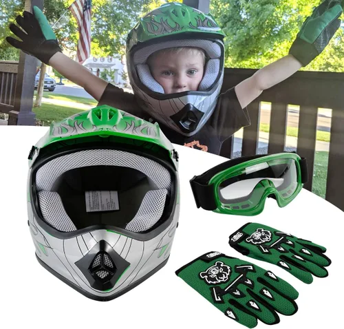 Miniatura 10 de TCT-MT DOT - Casco de motocross para niños y jóvenes, casco de cara completa para motocicleta todoterreno ATV Dirt Bike Motocross casco + guantes +