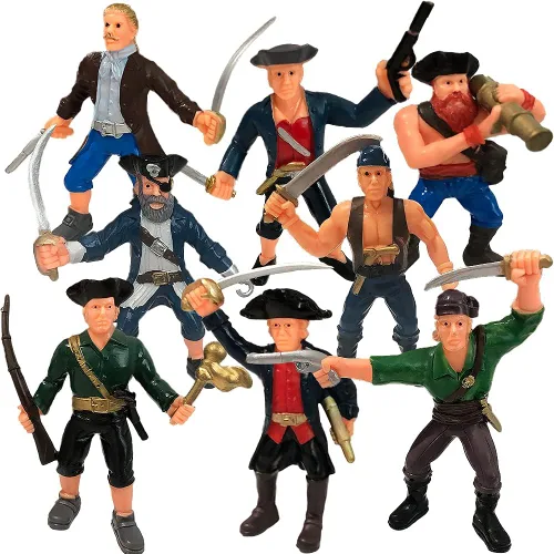 ArtCreativity Juego de figuras de acción pirata para niños, 3.5 pulgadas, plástico en posturas surtidas, paquete de 8
