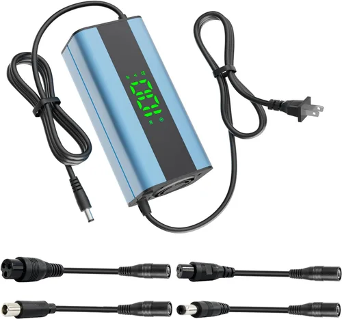 Cargador de scooter eléctrico de 42 V 2.1 A, enchufes universales 5 en 1, para scooter eléctrico con clasificación de 36 V, batería de litio para