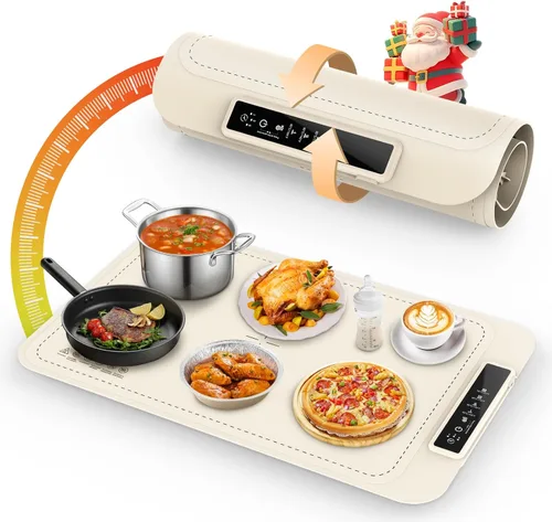Tapete de calentamiento para alimentos – Bandeja eléctrica de silicona para calentar alimentos para bufé, tapete de calentamiento de alimentos