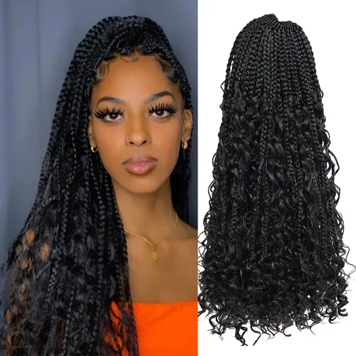 Miniatura 12 de Ayana - Trenzas de ganchillo, bohemias, con extremos rizados Crochet Braids Box. 3 extensiones de cabello sintético de trenzas de ganchillo Goddess