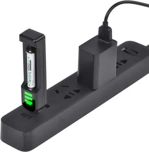 Miniatura 8 de Tectra 2 pilas AAAA, batería recargable Ni-MH AAAA + cargador USB LED para bolígrafo de superficie, lápiz capacitivo activo, vela LED, linterna, CD