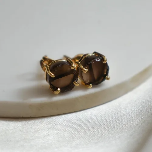 Miniatura 157 de Gempires Natural Raw Prong Setting Stud Earrings, 8-10 mm Crystals Earring, Handmade Jewelry, Gift for Her