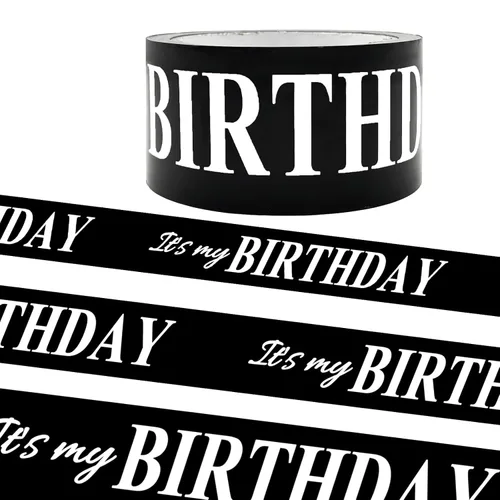 Cinta de señalización negra para decoración de cumpleaños para niños, 2 pulgadas x 164 pies, cinta de precaución con texto en inglés "It's My