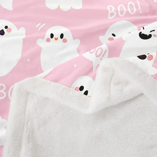 Miniatura 4 de Manfei Manta de fantasmas de Halloween con temática de Halloween para sofá, manta de cama rosa de Halloween para niños, niñas y adultos, decoración