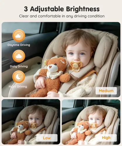 Miniatura 4 de Babyvue BV3PRO Cámara Dual para Coche de Bebé para 2 Niños, Pantalla Dividida HD 1080P de 18.3 cm, Visión Nocturna IR Cristalina sin Distorsión