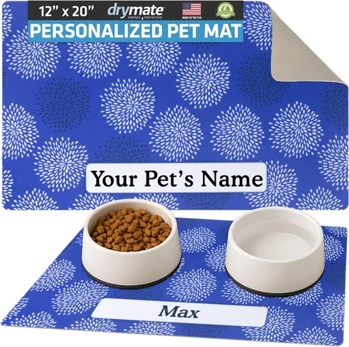 Miniatura 32 de Drymate Mantel individual personalizado para tazón de mascotas, tapete personalizado de alimentación de alimentos para perros y gatos, tela Lino