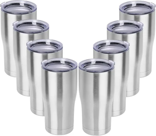 Miniatura 22 de DOMICARE vaso de doble pared con aislamiento al vacío, 20 onzas, con tapa, vaso de viaje de acero inoxidable, vaso de café con recubrimiento