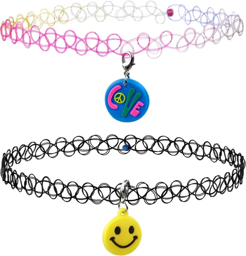 Miniatura 12 de EXPRESSIONS Colección de Joyería Elástica para Tatuajes de 3 Piezas Surtidas - Conjunto de Collar Gargantilla de Tatuaje, Pulsera y Anillo