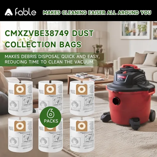 Miniatura 5 de A Fable - Paquete de 6 bolsas de 16 y 20 galones de recolección de vacío húmedo/seco para Craftsman, shop vec y riged CMXZVBE38749, bolsas de filtro