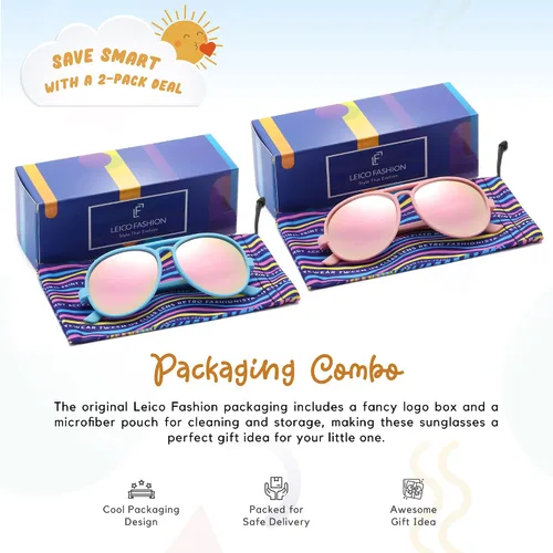 Miniatura 5 de LEICO FASHION Gafas de sol polarizadas de aviador para niños y niñas de 0 a 4 años