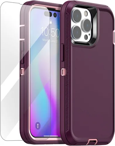 Miniatura 19 de AICase Funda para iPhone 14 Pro Max (6.7") con Protector de Pantalla de Vidrio, Protección contra Caídas de Servicio Pesado, Cuerpo Completo