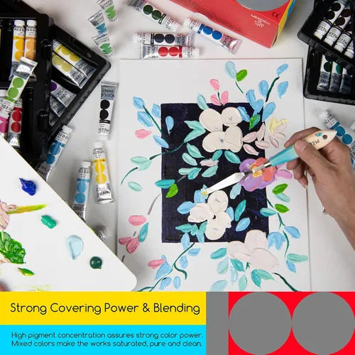 Miniatura 6 de MEEDEN Juego de pintura acrílica de cuerpo pesado, tubos de pintura artística de 100 colores para pintar en lienzo, madera y tela, pinturas