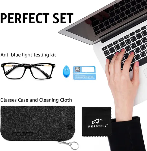 Miniatura 7 de FEISEDY Lentes de bloqueo de luz azul con TR90, antifatiga ocular para mujeres y hombres para TV, teléfono, computadora y juegos B0370