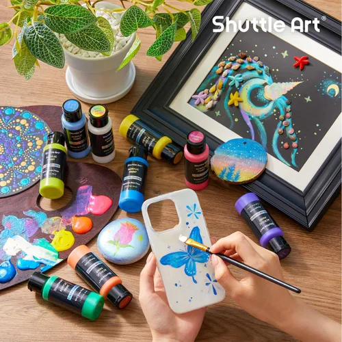 Miniatura 6 de Conjunto de pintura acrílica de cambio de color Shuttle Art, 16 colores camaleón en botellas (60ml/2oz), pintura acrílica no tóxica para artistas