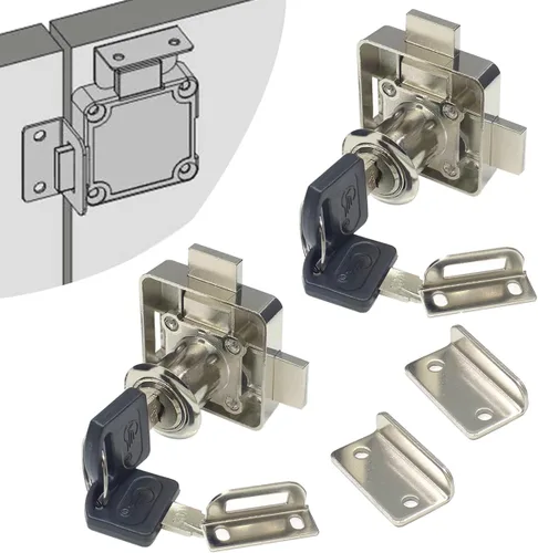 Miniatura 8 de Cerradura de puerta doble para gabinete, cerradura de cajón de gabinete [con llave igual] Cerradura de puerta de doble pestillo