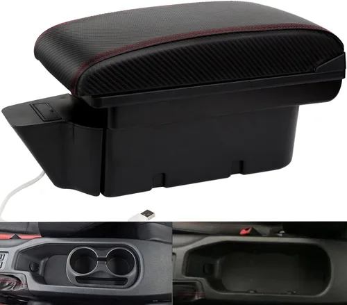 Miniatura 8 de Consola Reposabrazos para Toyota 86 GT86 / Subaru BRZ Centro Caja de Almacenamiento Dual para Scion FR-S 2012-2020 (Todo Negro) Reposabrazos
