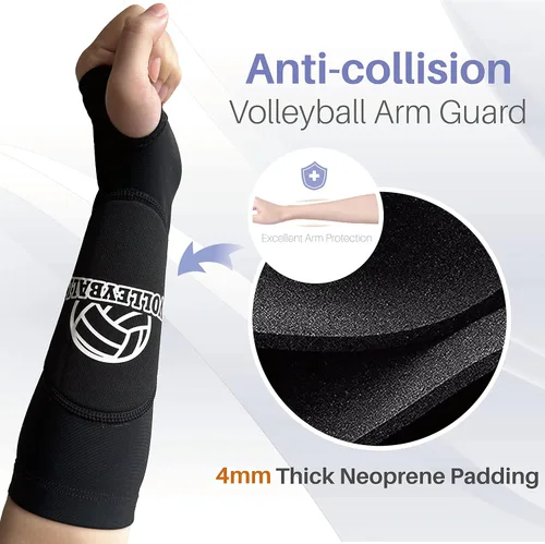 Miniatura 3 de Mangas acolchadas para brazos de voleibol para niñas, mangas acolchadas para antebrazo con orificio para el pulgar, almohadillas para brazos