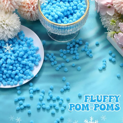 Miniatura 3 de Shappy 2000 mini pompones de Navidad de 0.236 pulgadas para hacer manualidades, disfraz de Navidad, bolas de pompones pequeños, suministros de Azul