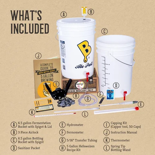Miniatura 3 de Craft A Brew - El kit de elaboración de cerveza diaria de 5 galones - Receta Hefeweizen - Fácil para principiantes - Kit de fabricación de cerveza