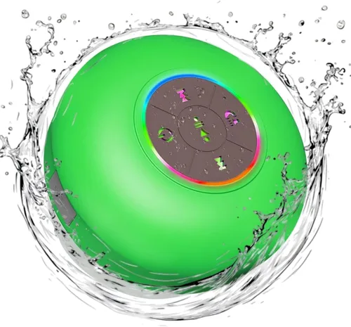 Miniatura 14 de Altavoz de ducha Bluetooth con LED – Altavoz mini inalámbrico portátil con micrófono y ventosa, resistente al agua IPX4 para ducha, viaje, piscina