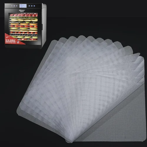 Miniatura 11 de Forros de bandeja deshidratadora de silicona compatibles con deshidratador de alimentos Cosori C267-FD, paquete de 6 hojas deshidratadoras de malla