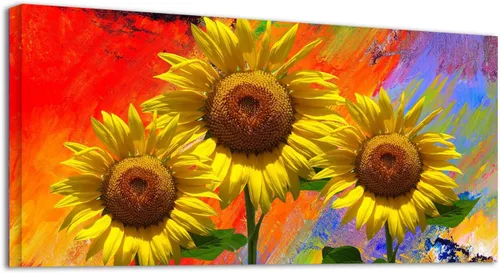 YONICA Lienzo decorativo abstracto colorido para la decoración del hogar, fondo abstracto con girasol amarillo, imagen moderna y fresca de pared