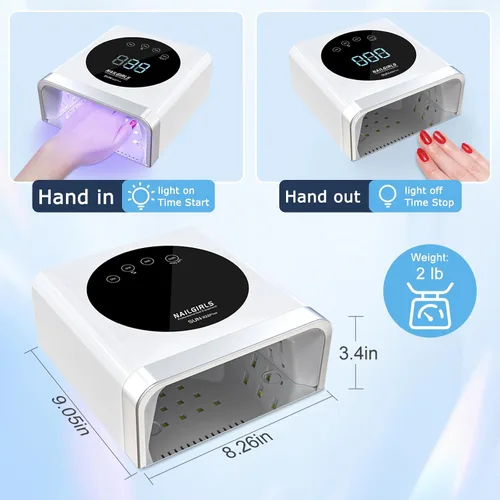 Miniatura 5 de NAILGIRLS Lámpara de uñas UV de 150 W, luz UV de secado rápido para uñas de gel, resultados de salón en casa, 36 LED, sin picos de calor, 4