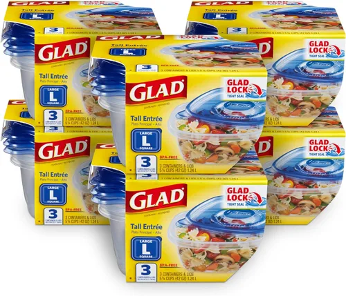 Miniatura 11 de Recipientes de almacenamiento de alimentos GladWare To Go, rectángulo mediano con capacidad para 24 onzas de alimentos, juego de 4