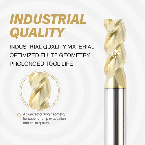 Miniatura 3 de ZahyoX 3 flautas ZrN recubierto de punta cuadrada para aluminio, broca de fresado CNC en espiral de carburo sólido, diámetro de 1/2 pulgada, vástago
