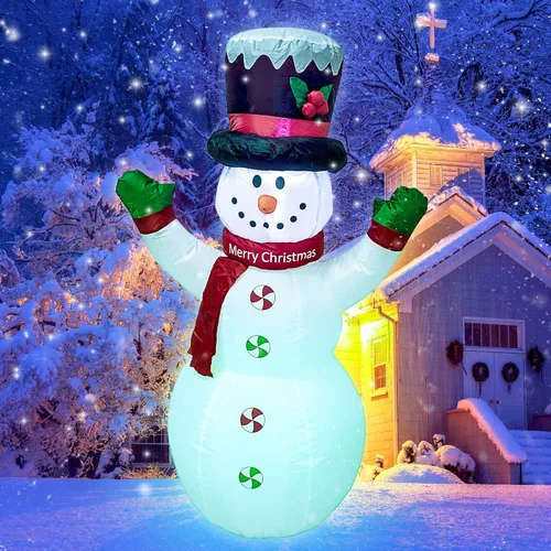 Miniatura 8 de AJY Pingüino inflable de Navidad de 4 pies con luces LED de dulce para decoración navideña inflable para interiores y exteriores, patio, césped