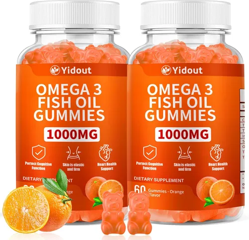 Gomitas de aceite de pescado Omega 3, delicioso sabor a naranja, suplementos de gomitas de aceite de pescado para articulaciones, salud cardíaca y