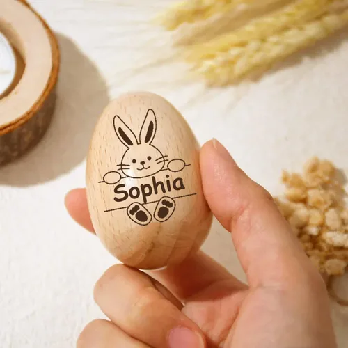 Miniatura 6 de Huevos de Pascua de madera personalizados con nombre para niños, rellenos de cesta grabados personalizados, regalos de Pascua cristianos para niños