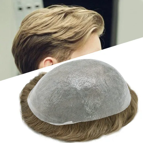 Miniatura 31 de Tupé para hombre, pieza de cabello humano real, sistema de reemplazo para hombres, piel ultrafina, para hombre, línea capilar natural, tupé para 17#