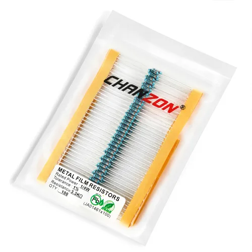 Miniatura 43 de Chanzon 100pcs 1/4W (0.25W) 62 Ohmios Resistencia fija de película metálica Ohmios 0.01 ±1% Tolerancia 62R MF Resistencias de orificio pasante