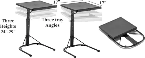 Miniatura 2 de BTEXPERT Bandeja plegable para TV, bandeja de mesa plegable, 3 ángulos de altura ajustable y inclinación para cenar, leer, computadora portátil