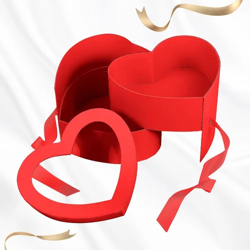 Miniatura 8 de Zonon Cajas de regalo en forma de corazón para el día de San Valentín para flores, chocolate, doble capa, caja giratoria de 2 niveles para el día