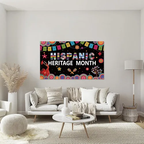 Miniatura 6 de Bandera de decoración del mes de la herencia hispana de 2 x 3 pies, doble impresa, bandera latinoamericana divertida para decoración de aula 4