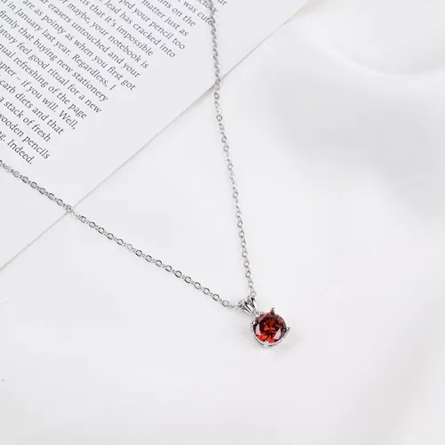 Miniatura 13 de 8mm Round Cubic Zirconia Sterling Silver Necklace Dainty Necklace Birthstone Jewelry Pendant Necklaces for Women